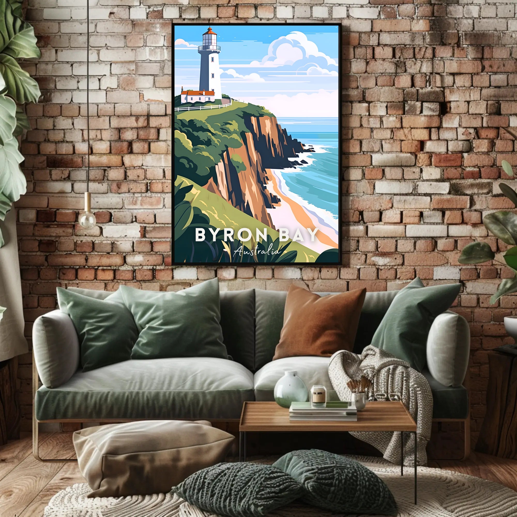 Coastal Serenity: Byron Bay Lighthouse Travel Poster