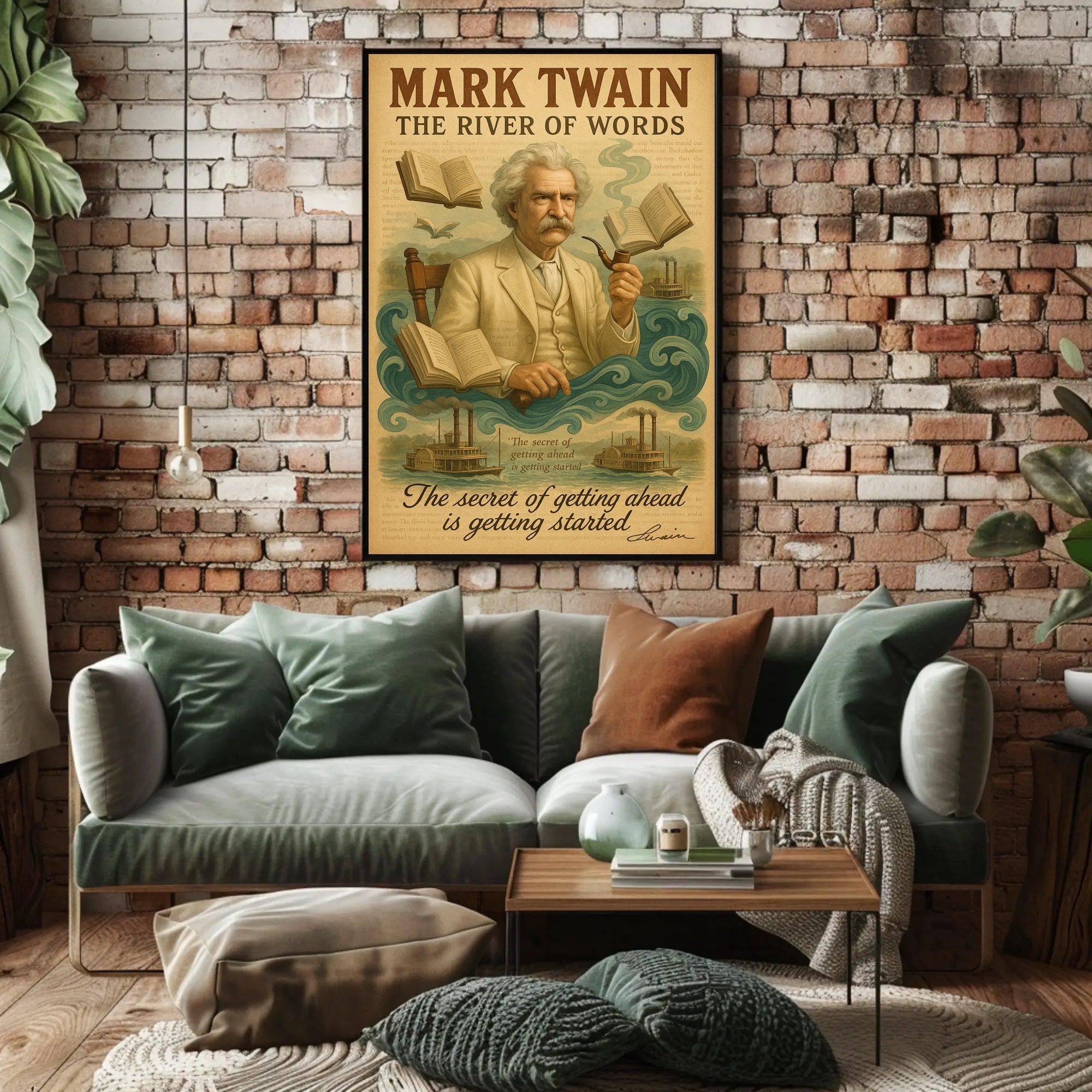 Mark Twain Inspirational River of Words Quote Motivational Poster PosterGoat