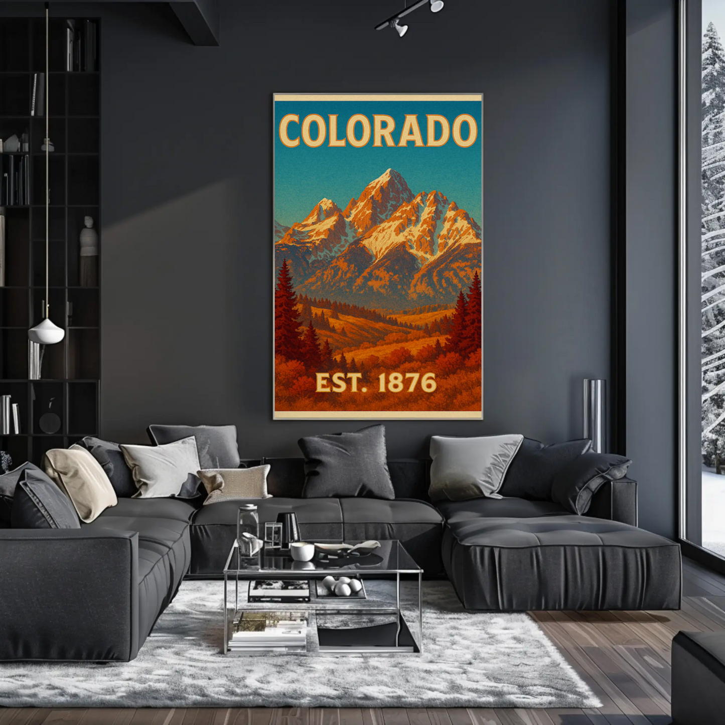 Colorado Rocky Mountains Sunset Est 1876 Travel Poster