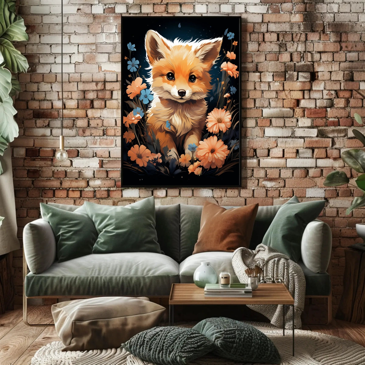 Enchanted Fox Blooming Forest Whimsical Nature Lovers Art Inspiring Spring Scene Colorful Blooms Poster