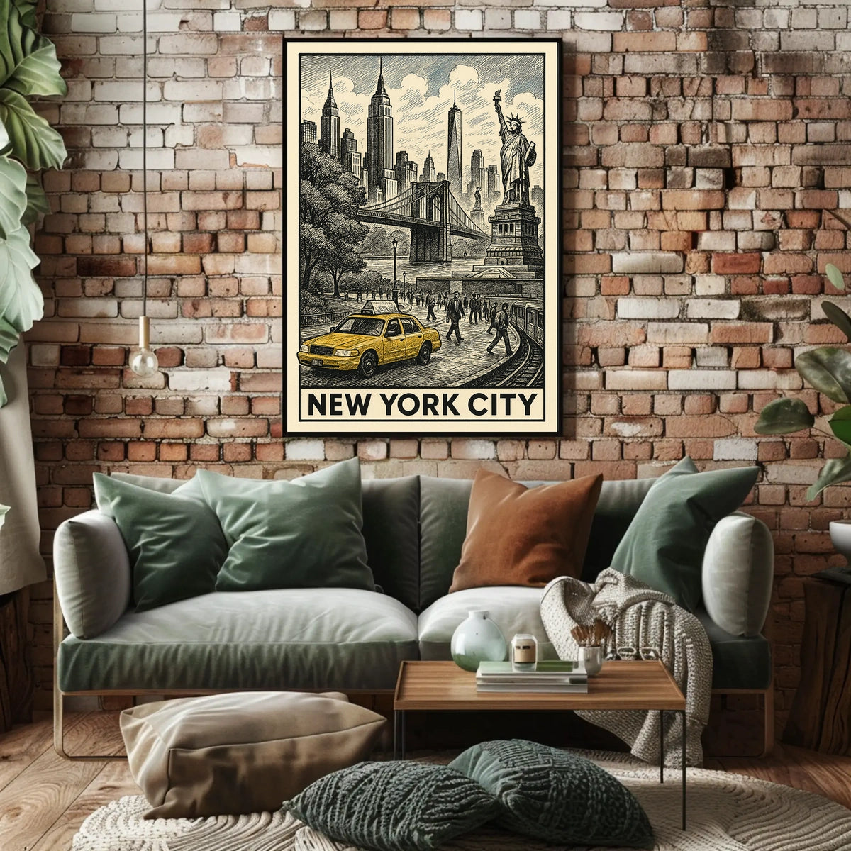 New York City Vintage Landmarks Poster Classic Skyline