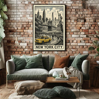 New York City Vintage Landmarks Poster Classic Skyline
