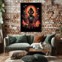 Robo Rock Revolution Poster Cyberpunk Synthesis Wall Art