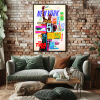 New York City Iconic Landmarks Poster Vintage Wall Art