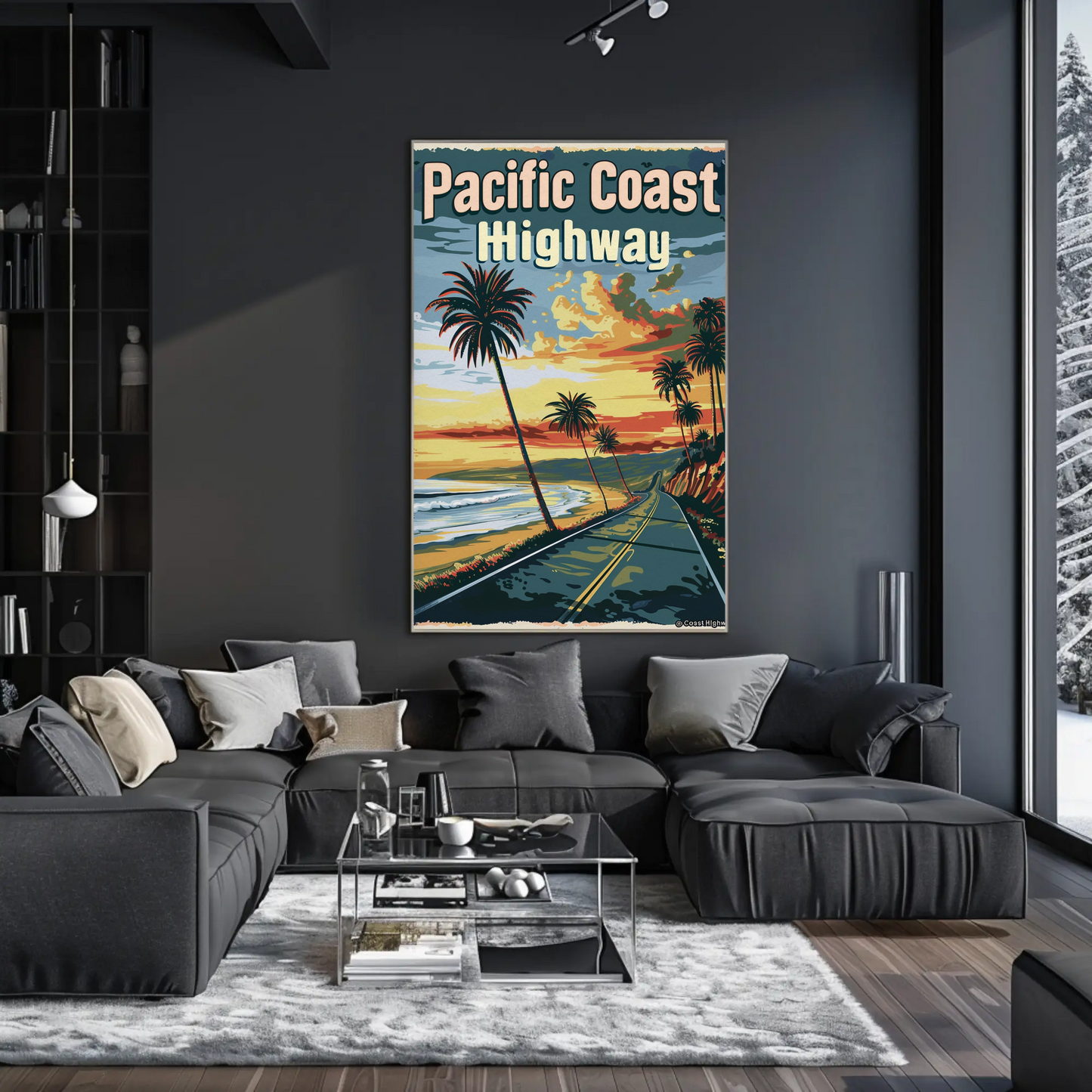Pacific Coast Highway Sunset Scenic Ocean Drive Travel Poster