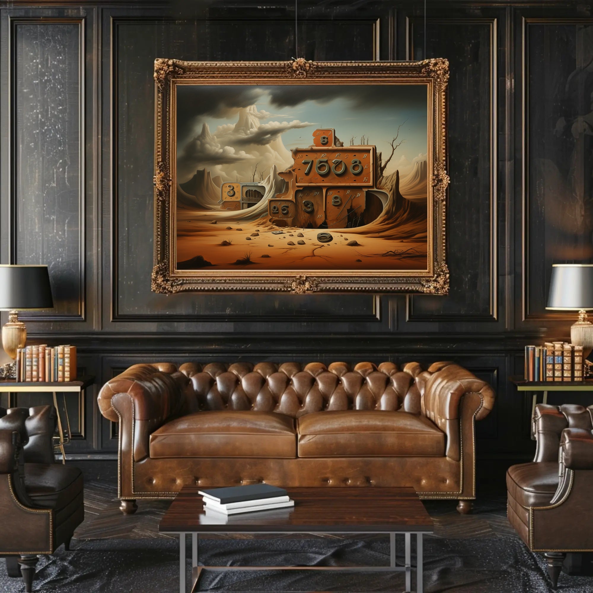 Surreal Desert Clockscape Art Print Futuristic Sci-Fi Poster