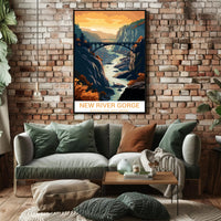 New River Gorge in Autumn Vintage National Park Poster