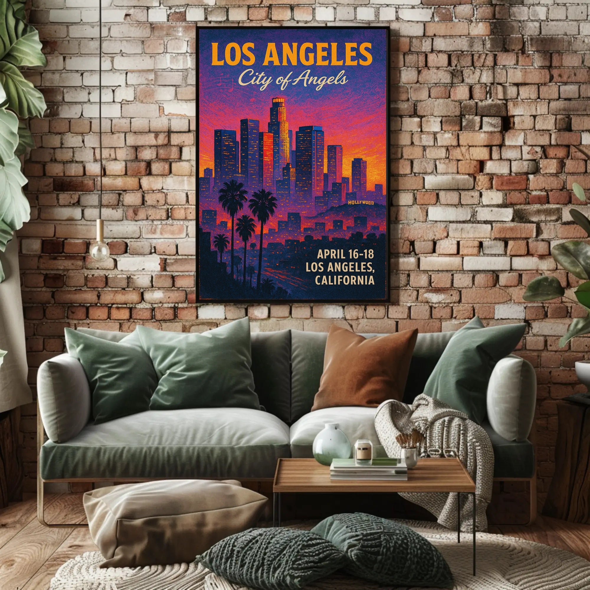 Los Angeles Skyline Vintage Illustration Urban or Cityscape Poster