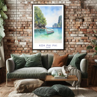 Koh Phi Phi Watercolor Artwork Travel Poster PosterGoat