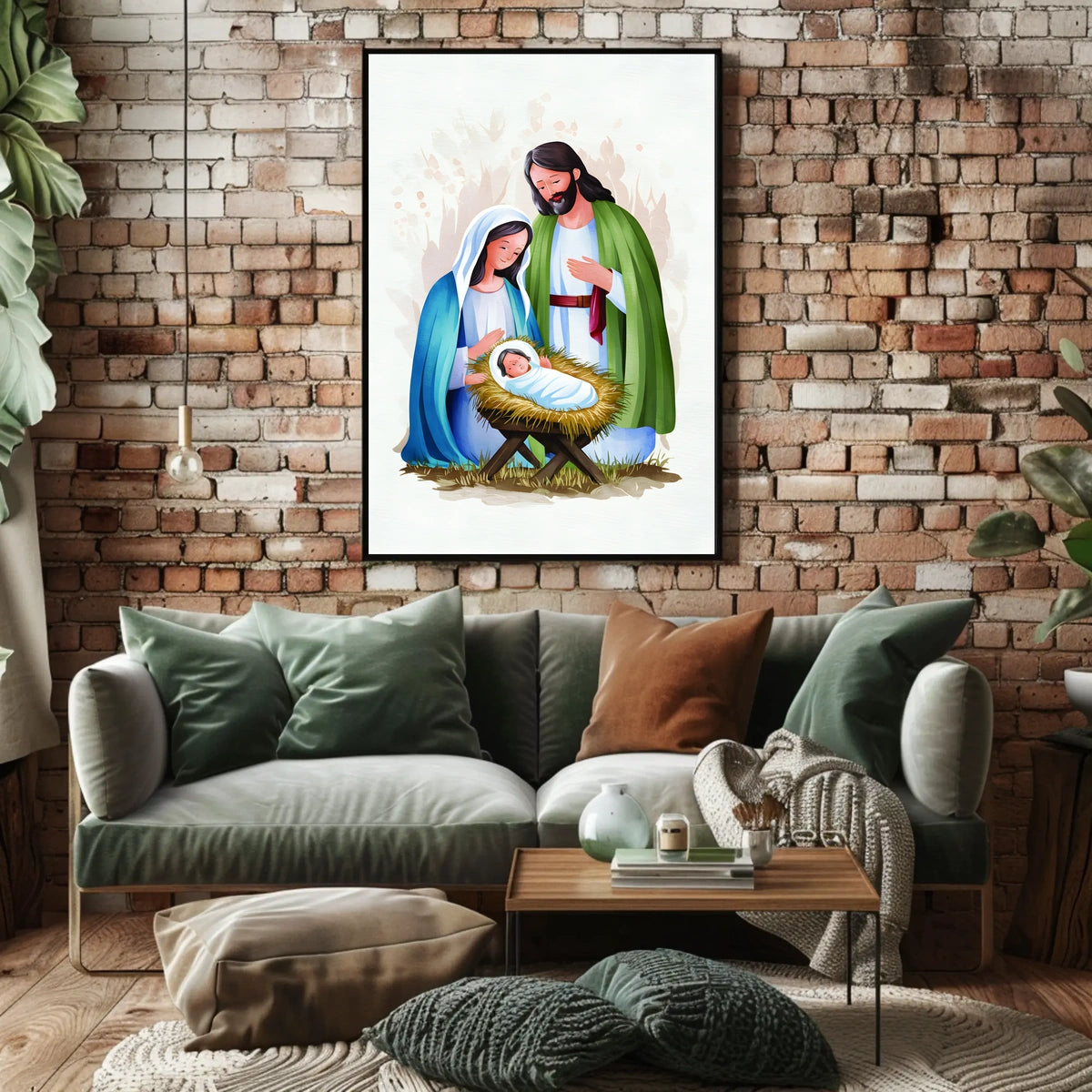 Nativity Scene Illustration Poster