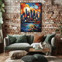 Vibrant Sydney Cityscape Modern Abstract Artistic Poster