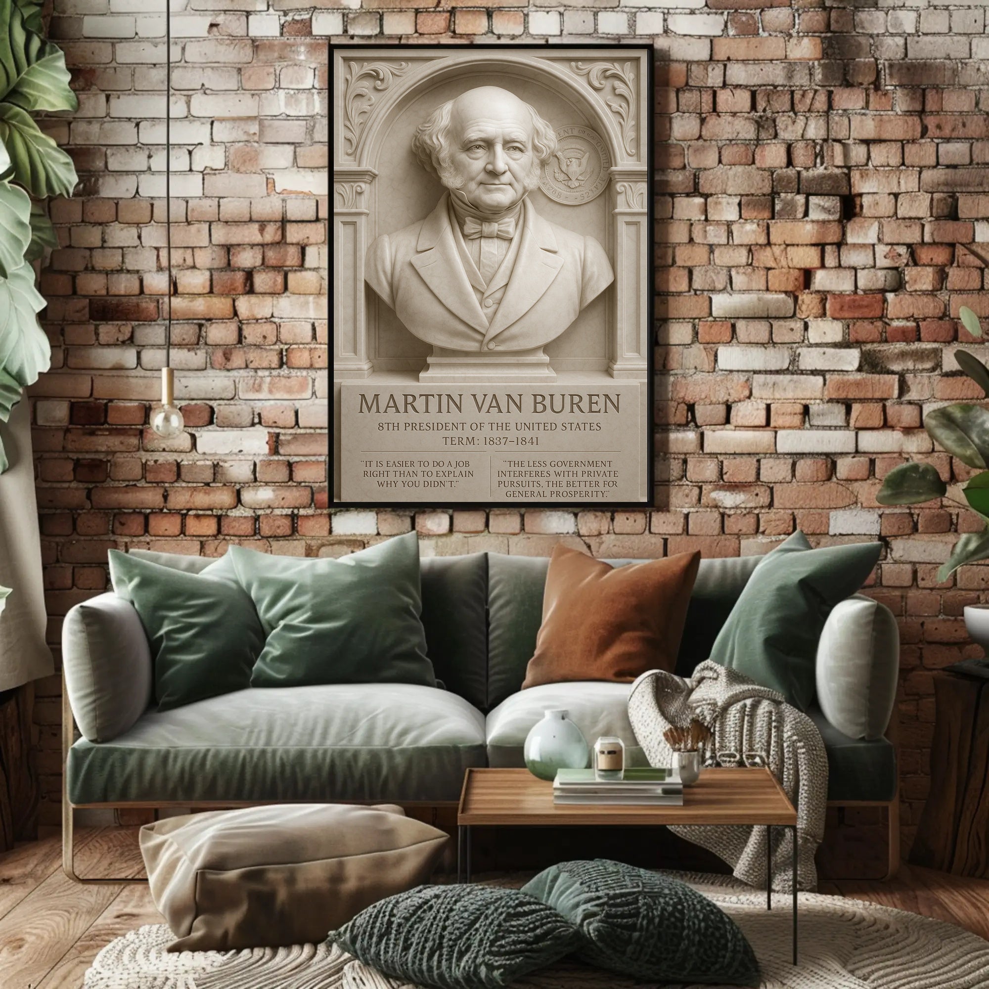 Martin Van Buren Bust Vintage Historical Presidential Poster