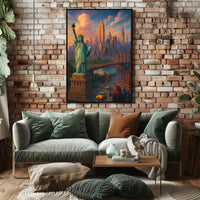 New York City Dreams Skyline Poster Modern Wall Art