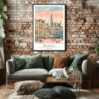 Brussels Cityscape Illustration Poster PosterGoat