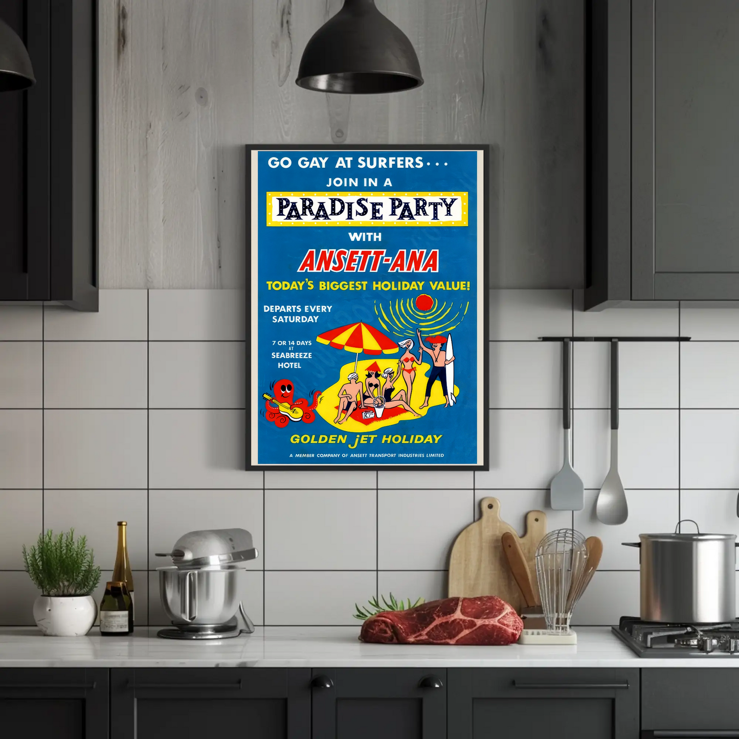 Paradise Party Vintage Poster - Ansett-ANA