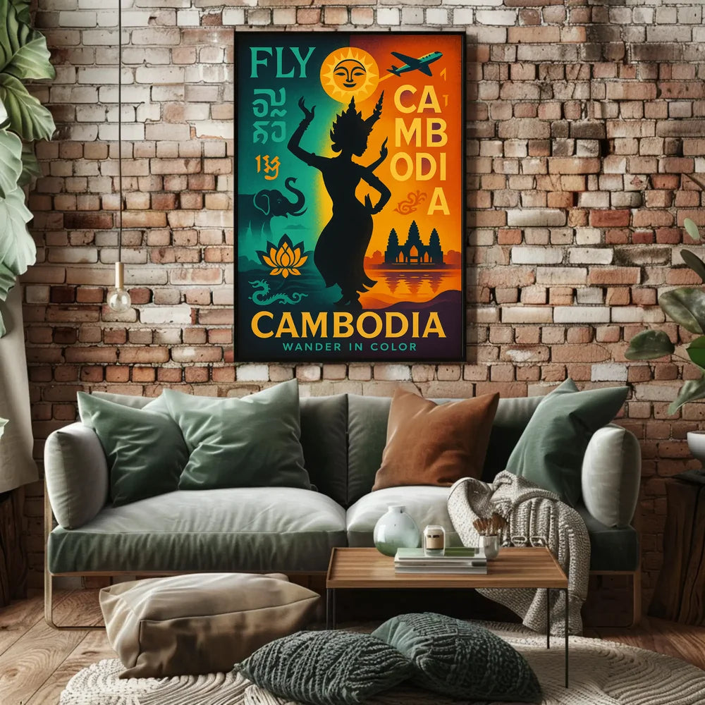 Vibrant Retro Cambodian Travel Adventure Poster PosterGoat