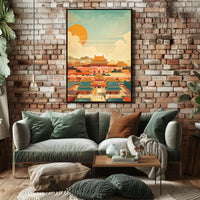 Classic Chinese Architecture: Art Poster with Vibrant Colors