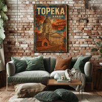 Topeka Kansas Vintage Architecture Landmarks Poster