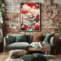 Scenic Kanagawa Japan Vintage Travel Poster