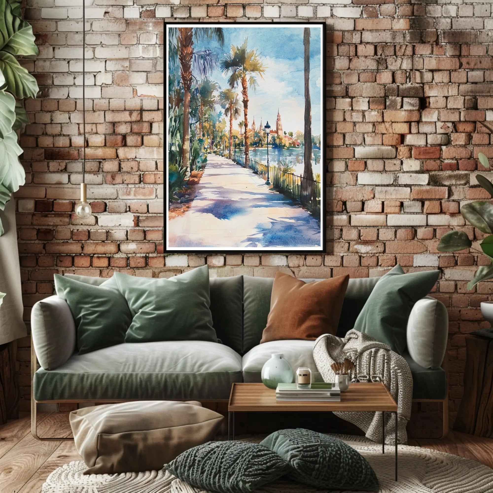 Serene Riverside Promenade Poster PosterGoat