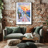 Mykonos Sunset Mediterranean Charm Travel Poster PosterGoat