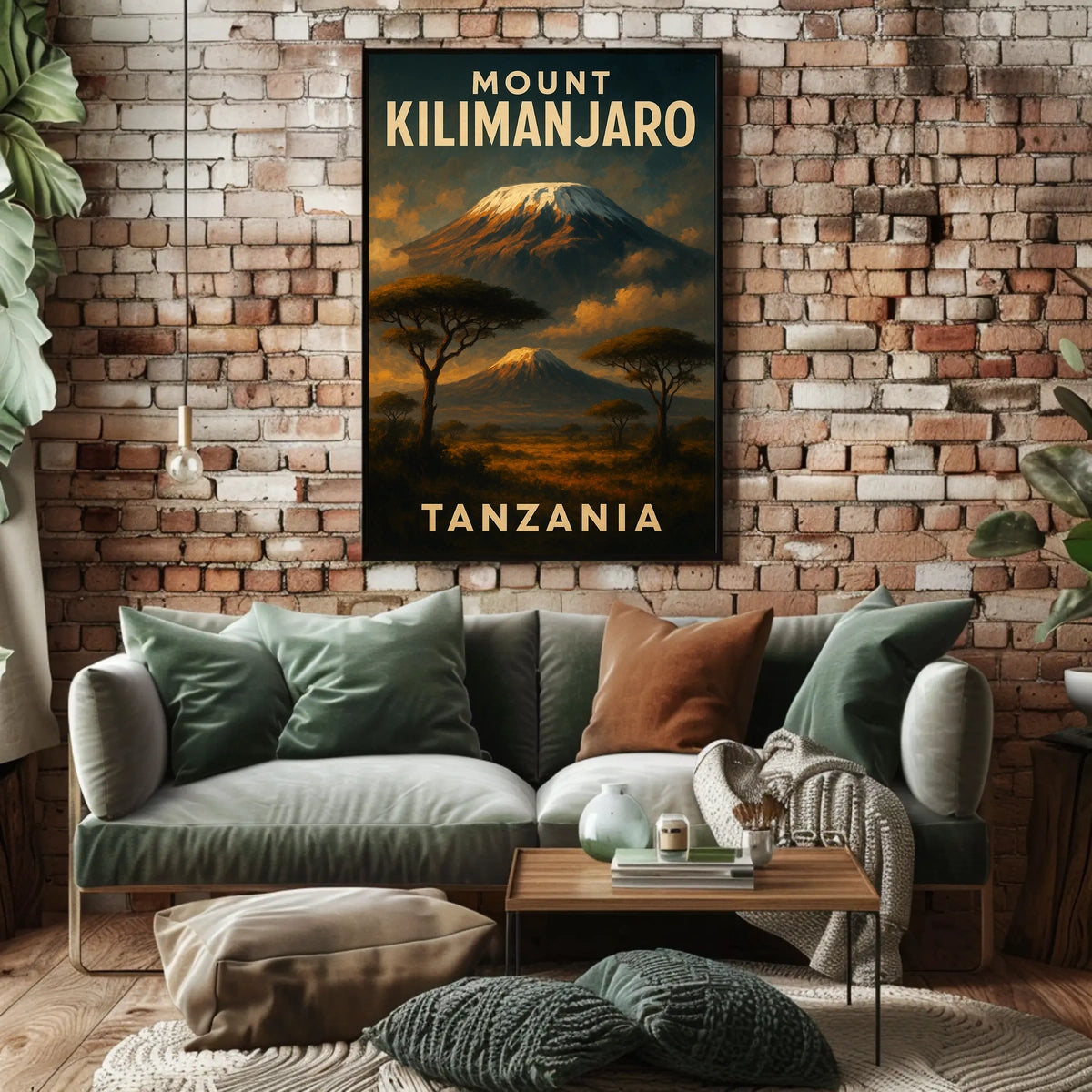 Kilimanjaro Majestic Vintage Travel Painterly Watercolor Nostalgic African Landscape Poster