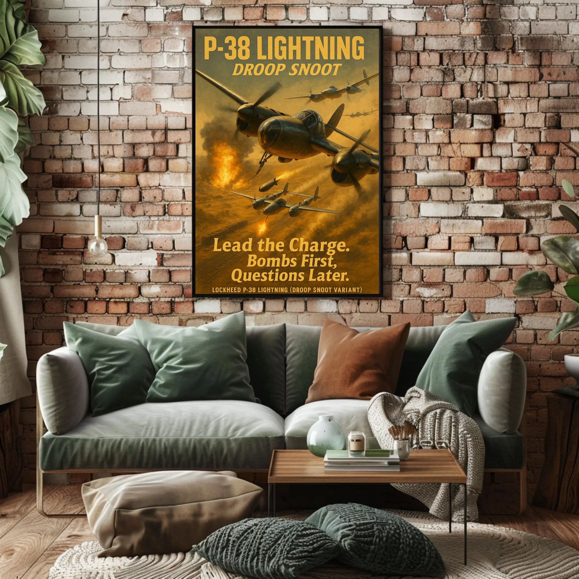 Lockheed P-38 Lightning Droop Snoot WWII Poster
