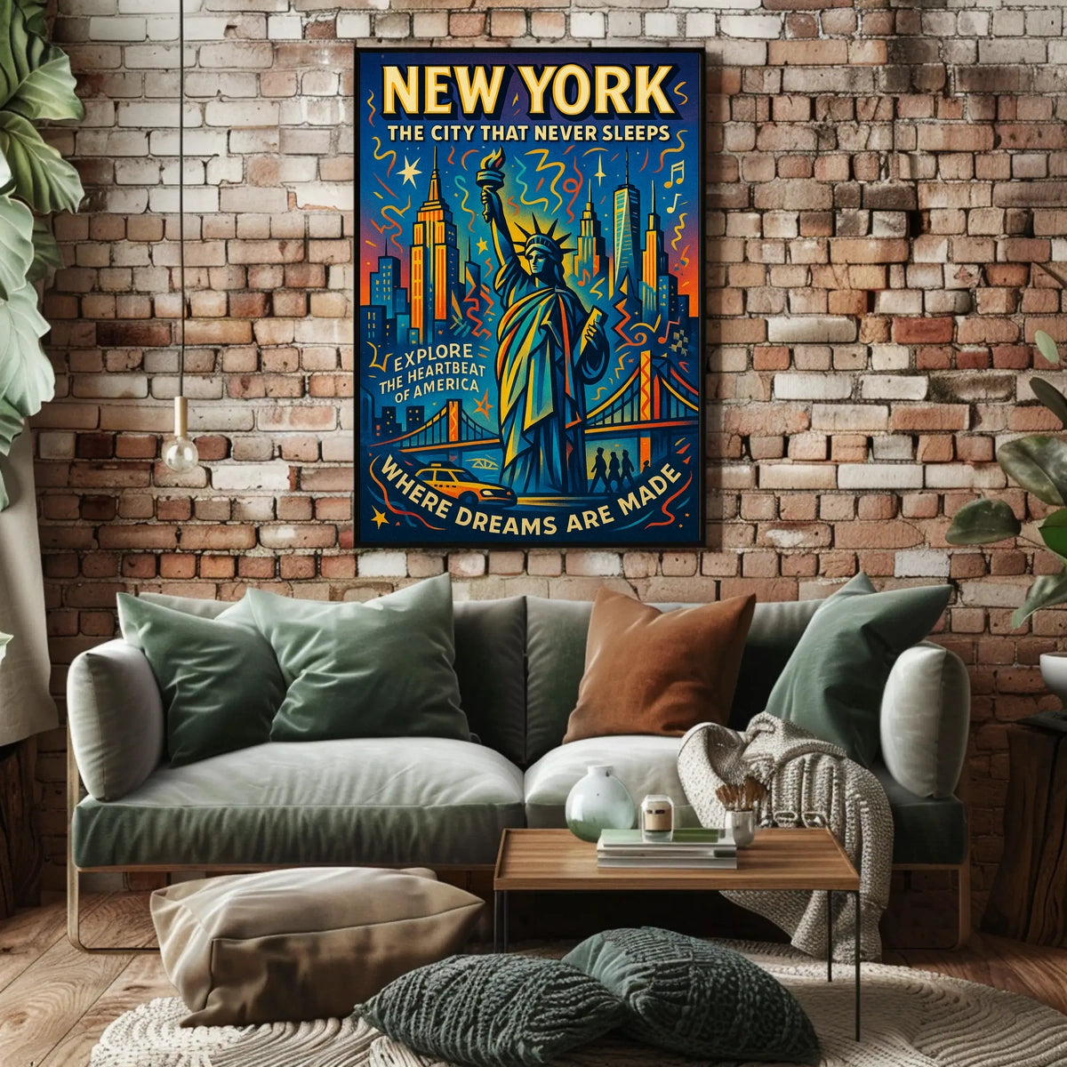 New York City Vibrant Adventure Poster Retro Wall Art
