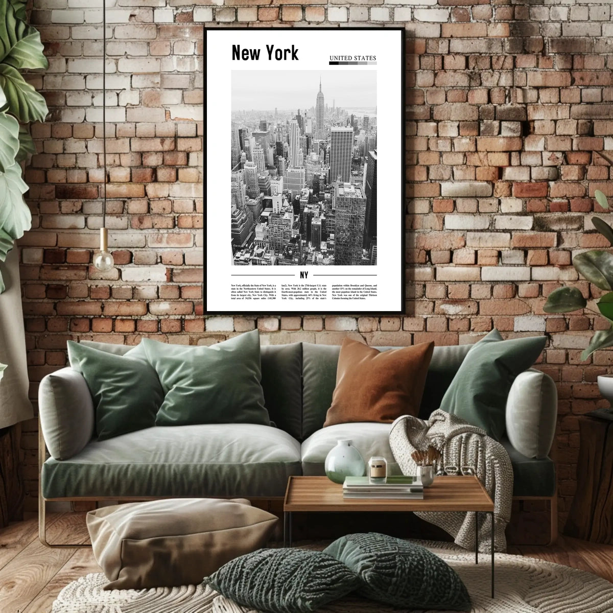 New York City Aerial Skyline Poster Modern Wall Art