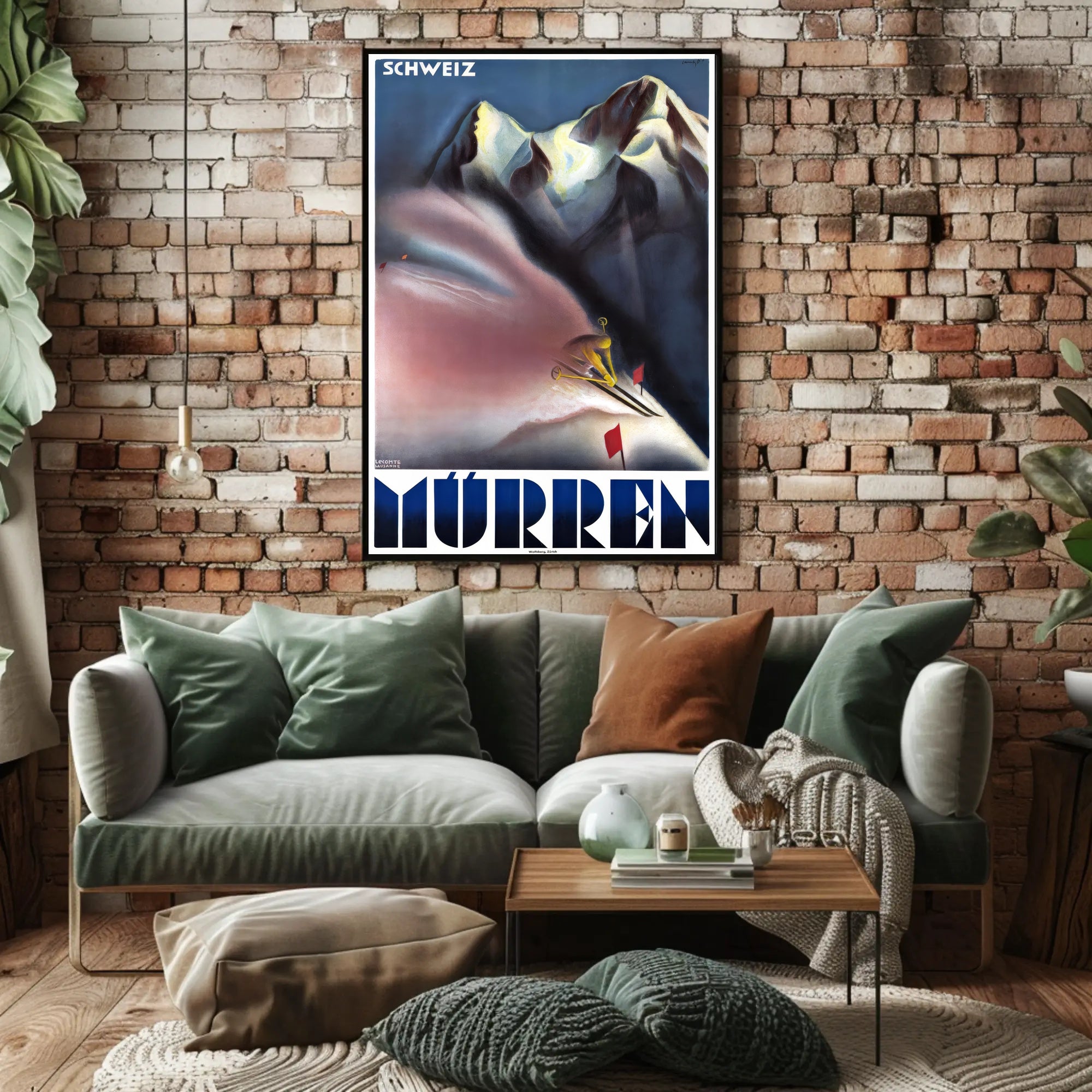 Ski Adventure in Mürren Vintage Travel Poster PosterGoat