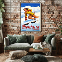 Skiing in Montana, Switzerland Poster PosterGoat