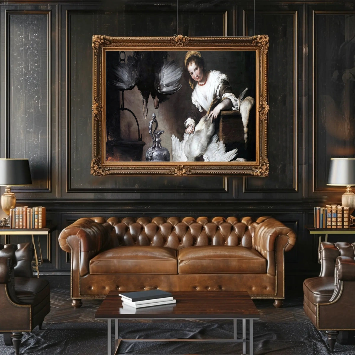 Classical Domestic Scene Baroque Realism Artistic Poster