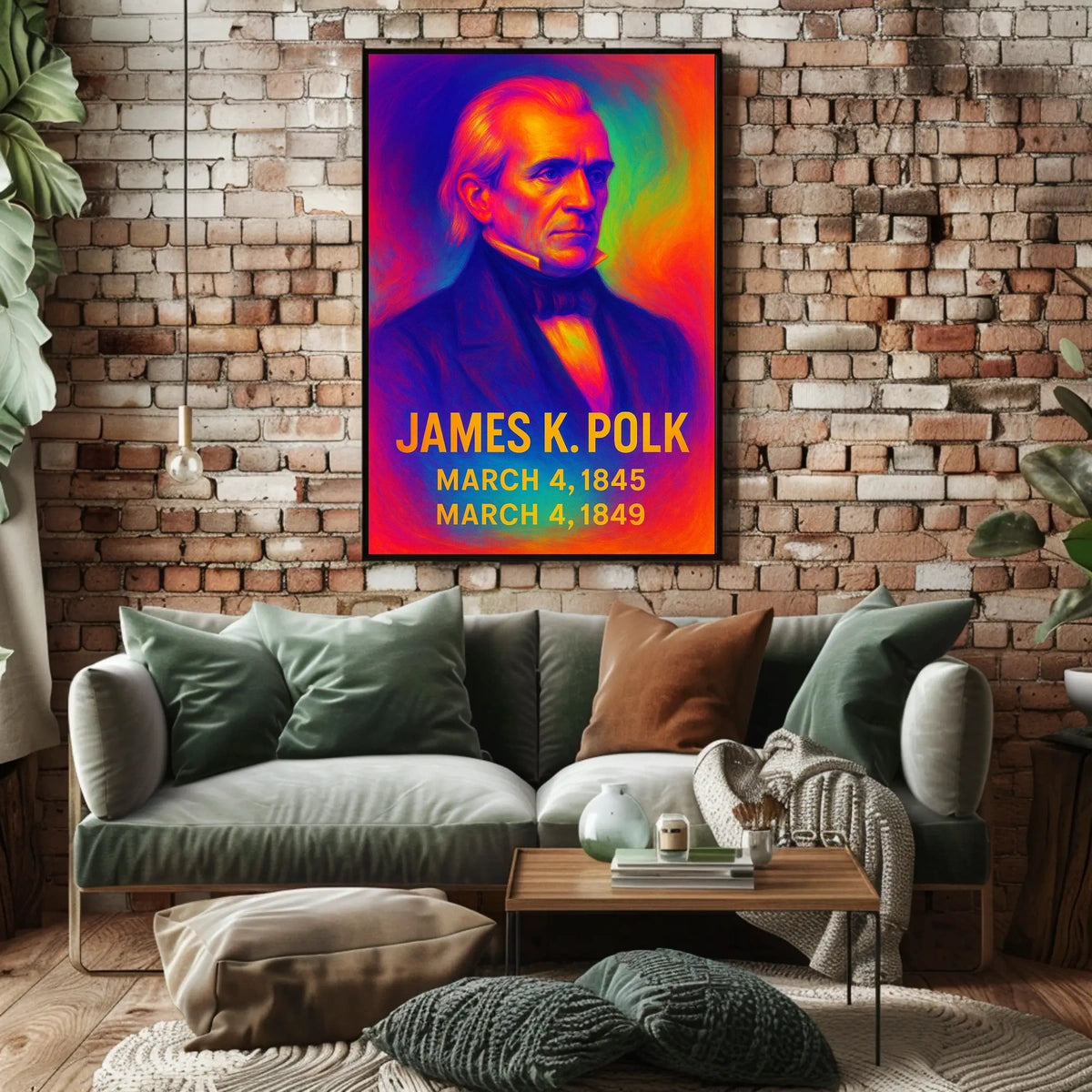 James K. Polk 11th President of the United States Neon Gradient Overlay Poster