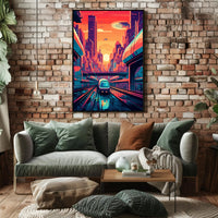 Futuristic Cityscape at Sunset Poster