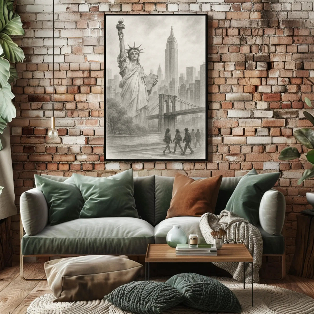 New York City Iconic Landmarks Poster Vintage Wall Art