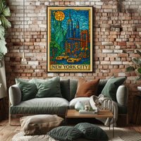 New York City Iconic Landmarks Poster Abstract Wall Art