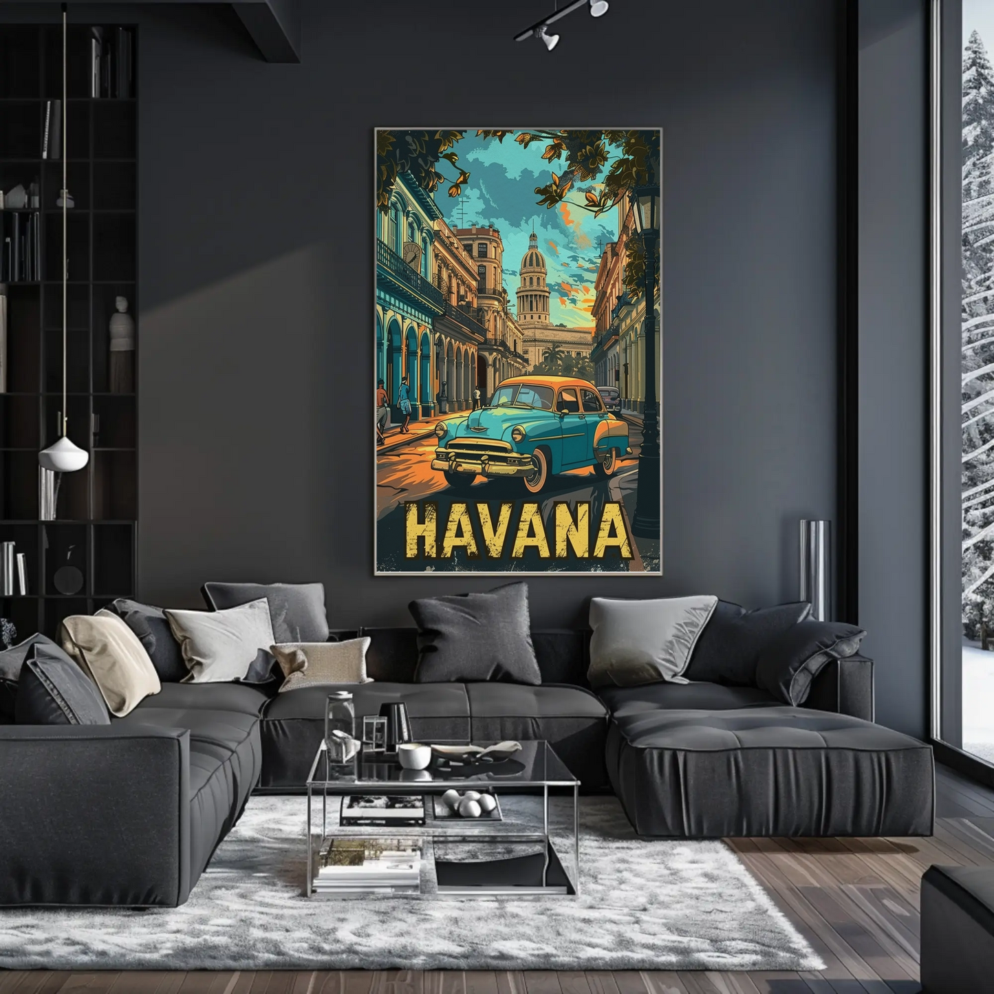 Havana Classic Car Capitol Street Scene Cuba Travel Poster