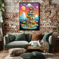 Whimsical Tower in Dreamland Futuristic Sci-Fi Poster