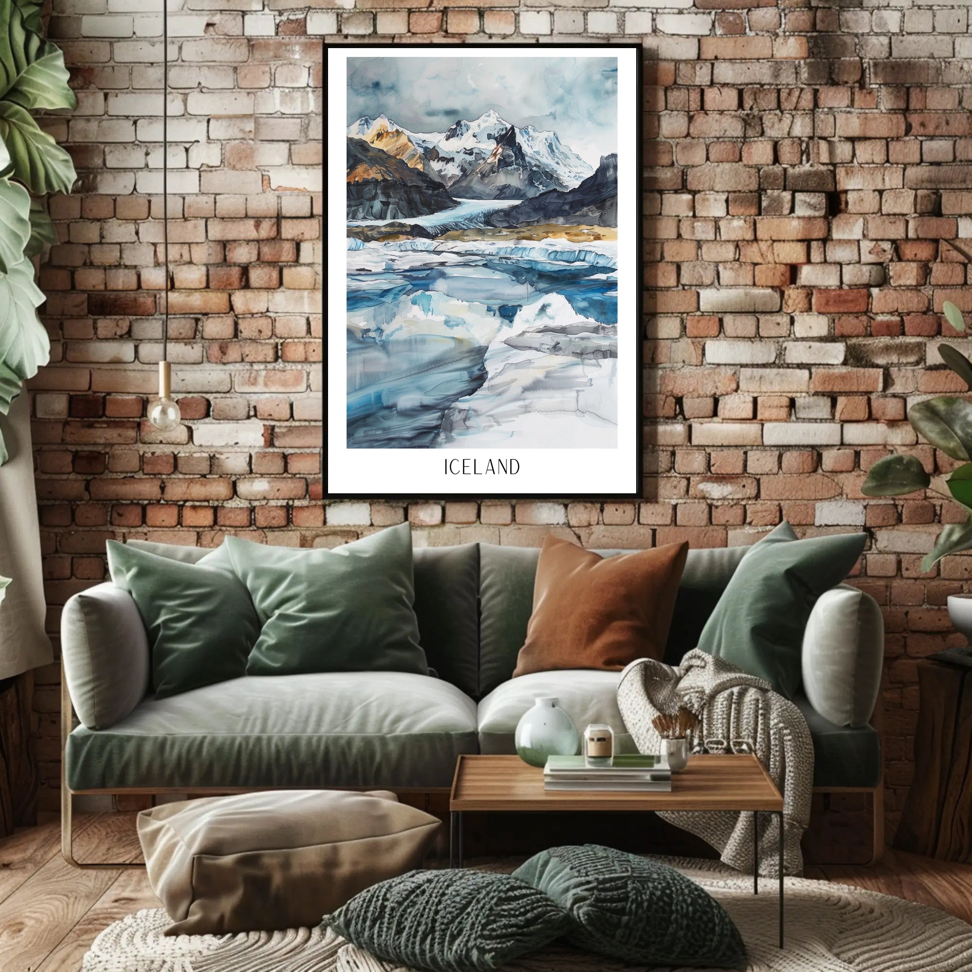 Icelandic Icy Mountains Abstract Artistic Poster PosterGoat