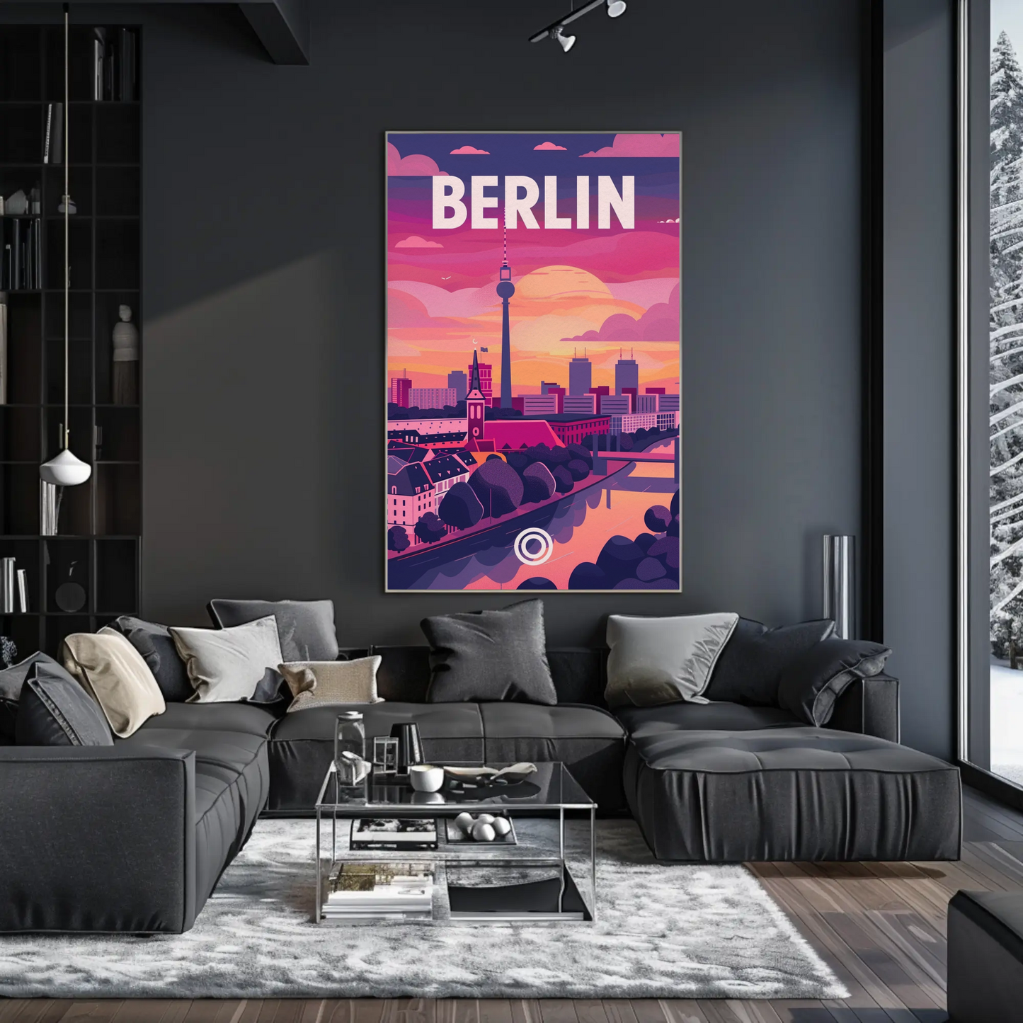 Berlin Skyline Tower Sunset Modern Urban Travel Poster