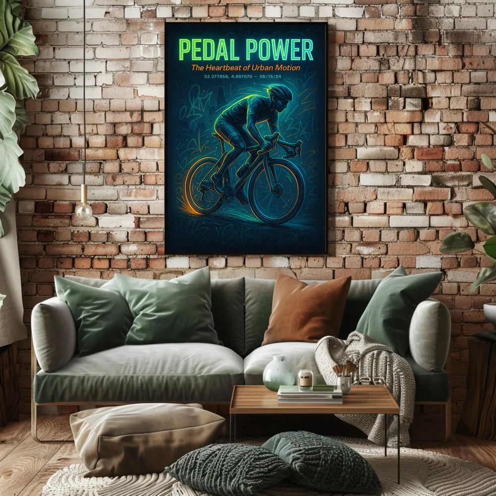 Cycling in Motion Vibrant Urban Life Urban or Cityscape Poster PosterGoat