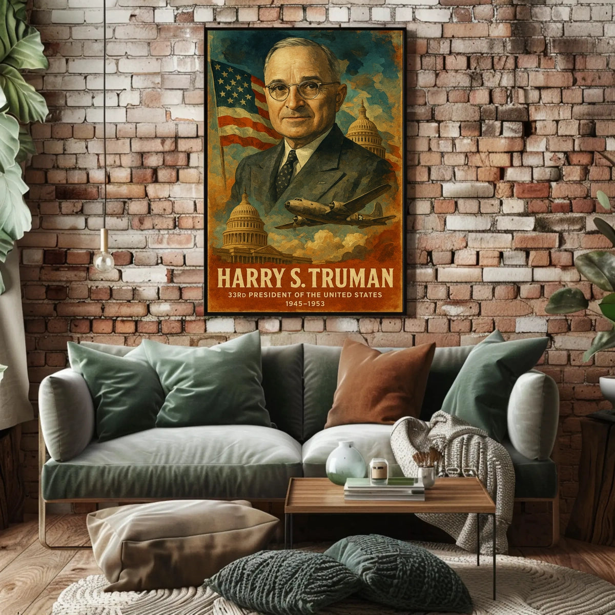 Harry S. Truman 33rd President of the United States Layered Digital Collage Poster