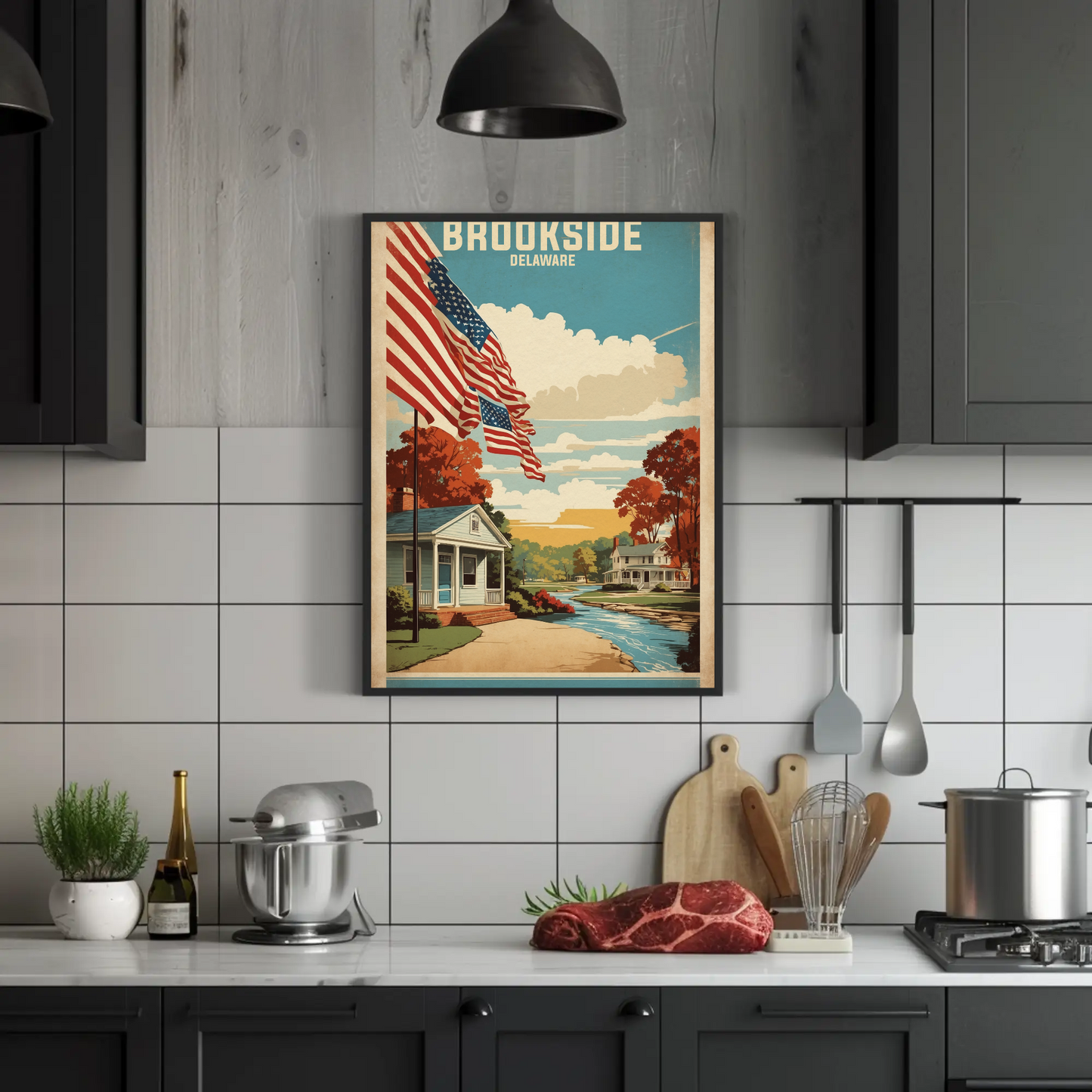 Brookside Delaware American Scene Art Vintage Travel Poster