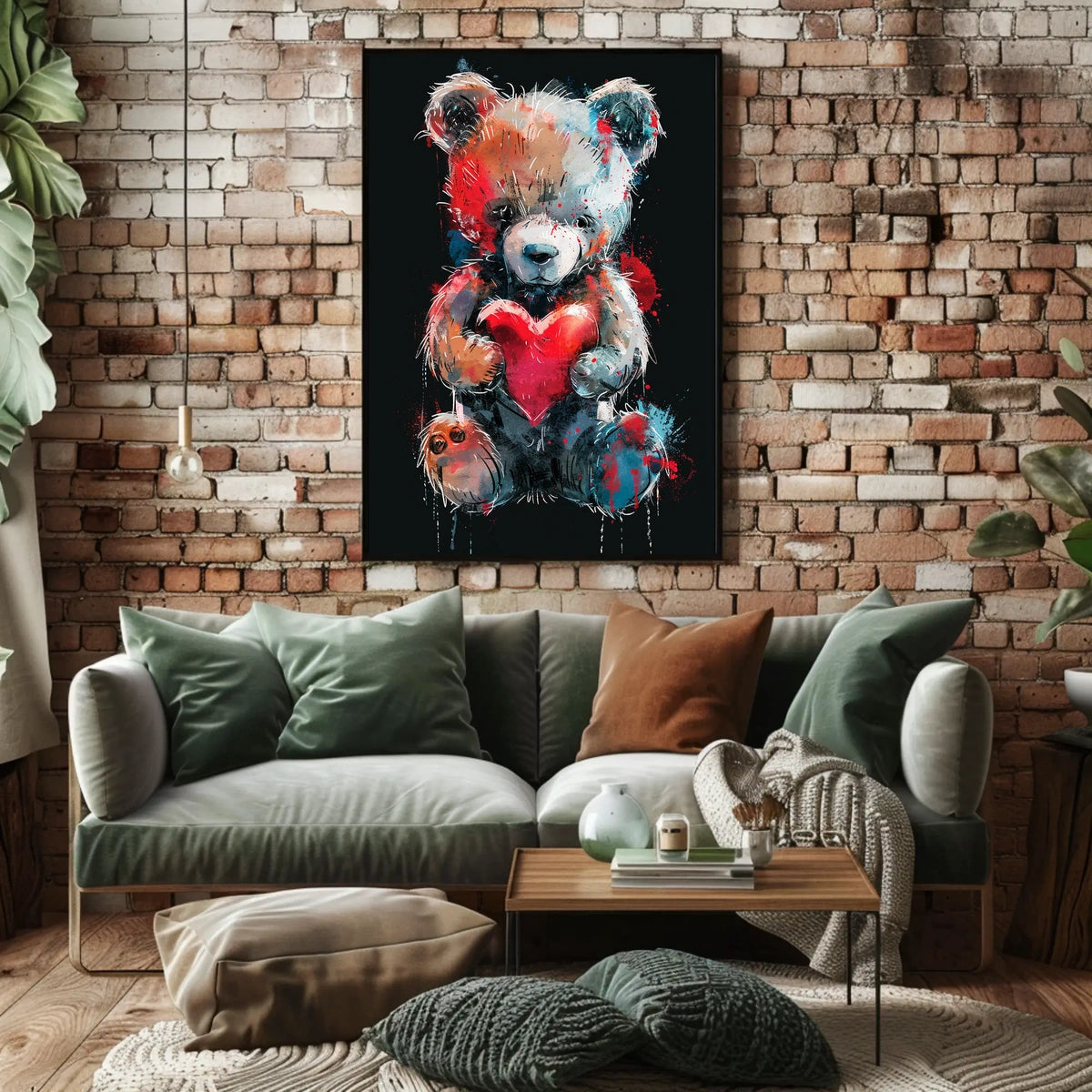 Heartfelt Colors Whimsical Teddy Bear Art Poster