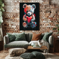Heartfelt Colors Whimsical Teddy Bear Art Poster