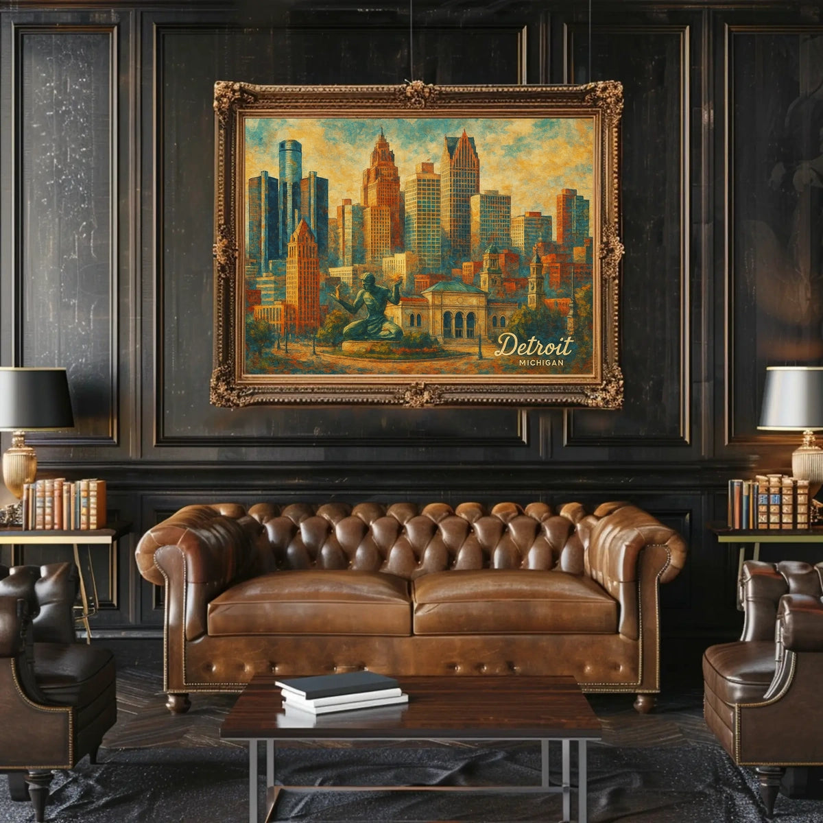 Detroit Skyline Art Poster