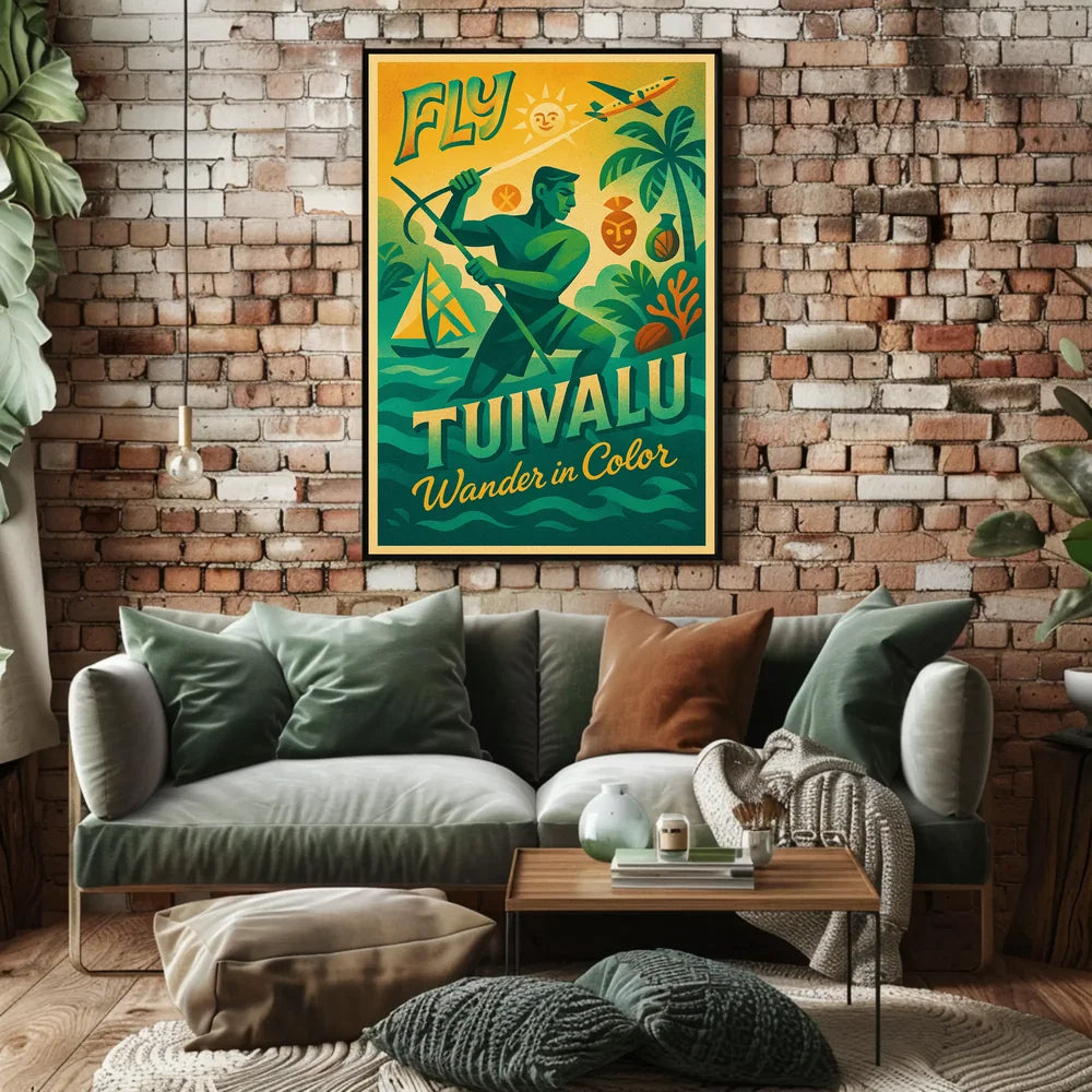 Fly Tuvalu Vintage Travel Poster PosterGoat