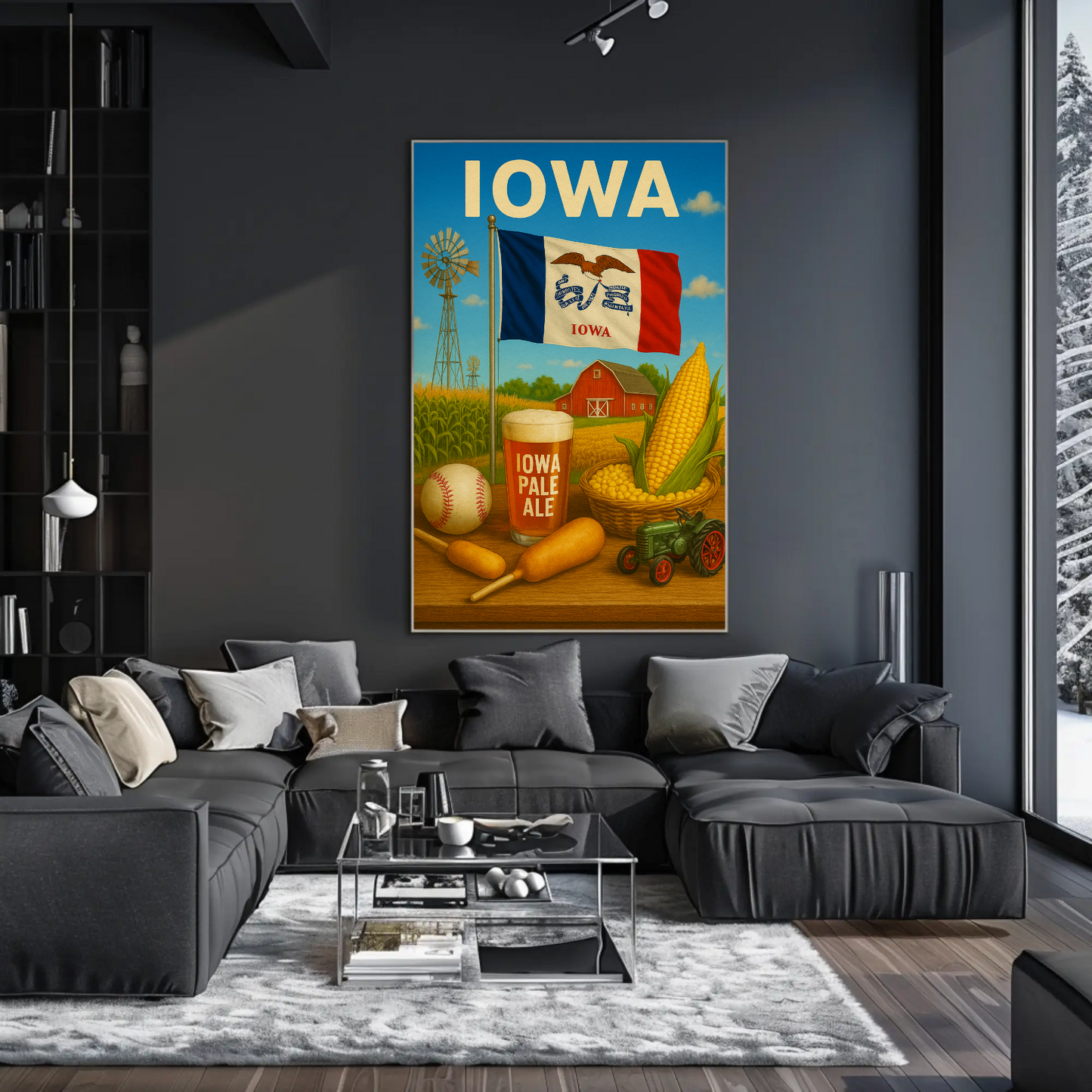 Iowa Corn Barn Ale Baseball Fair Tractor Travel Poster