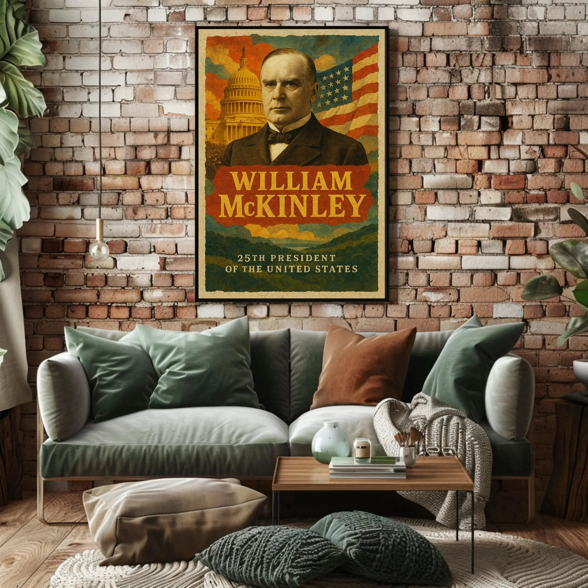 William McKinley 25th President of the United States Layered Digital Collage Poster