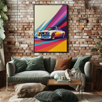 Vintage Racing Car in Dynamic Pop Art Poster PosterGoat
